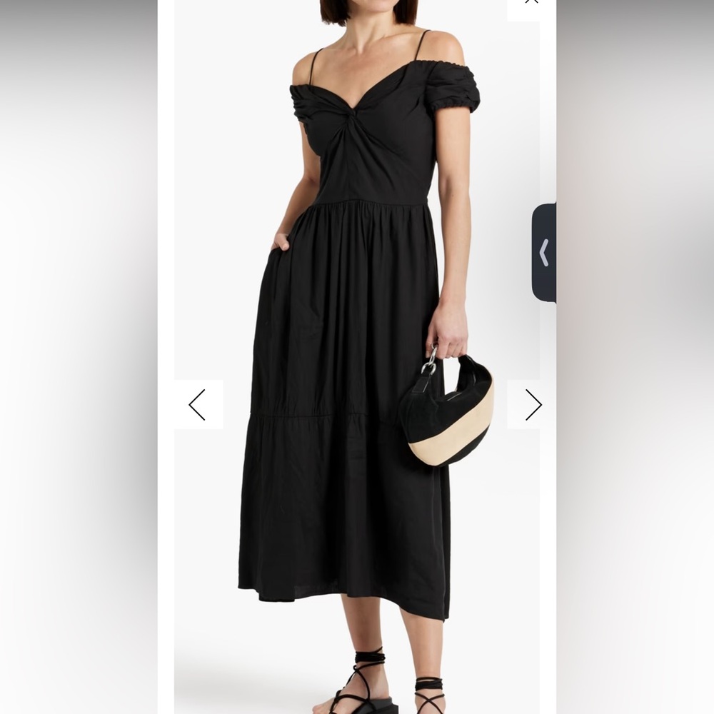 VINCE Cold-shoulder twist-front linen-blend midi dress size small